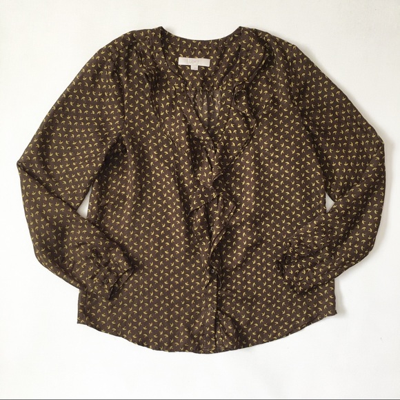 LOFT Tops - Loft ruffle top blouse shirt size L